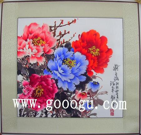 牡丹富貴蘇繡，蘇州刺繡牡丹畫，鎮(zhèn)湖蘇繡廠