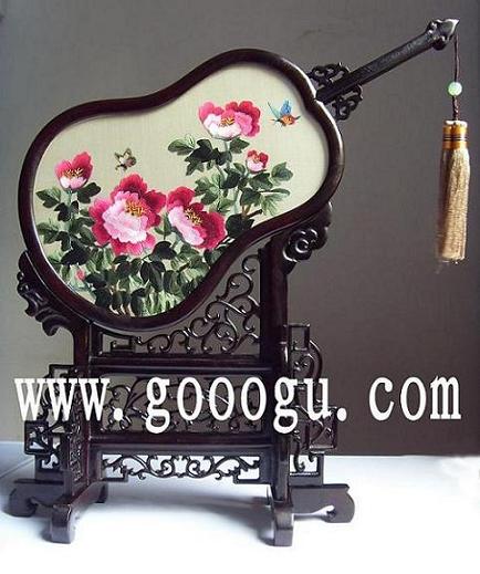 牡丹雙面繡臺(tái)屏 國(guó)色天香刺繡 刺繡裝飾品