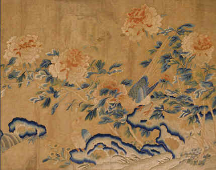 故宮繡品，刺繡收藏品，刺繡牡丹雉雞圖